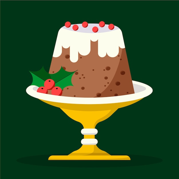 Gratis vector platte kerstpudding illustratie