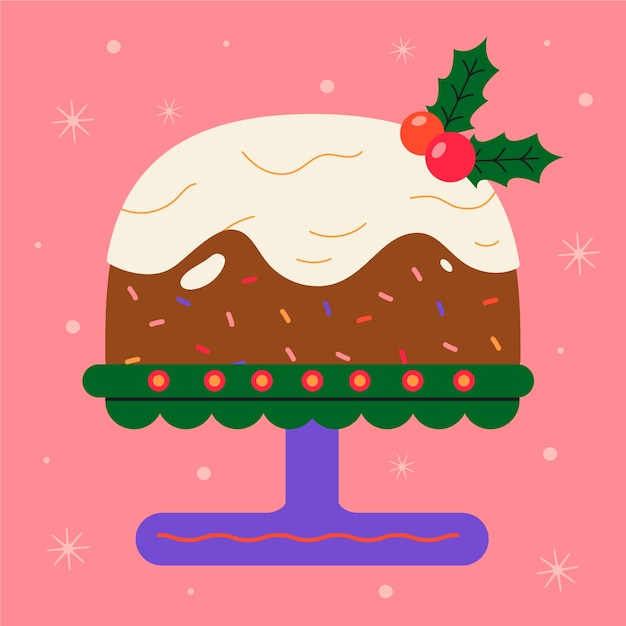 Gratis vector platte kerstpudding illustratie