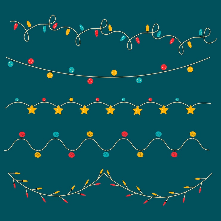 Gratis Vector platte kerstverlichting collectie