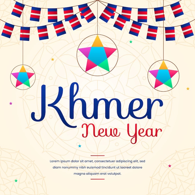 Gratis vector platte khmer nieuwjaar illustratie