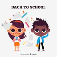 Gratis vector platte kinderen terug naar school