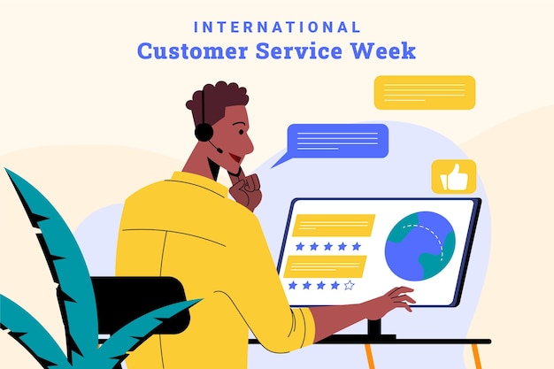 Gratis vector platte klantenservice week illustratie