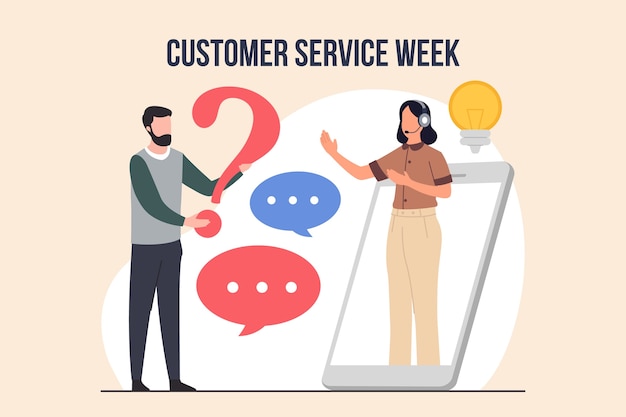 Gratis vector platte klantenservice week illustratie