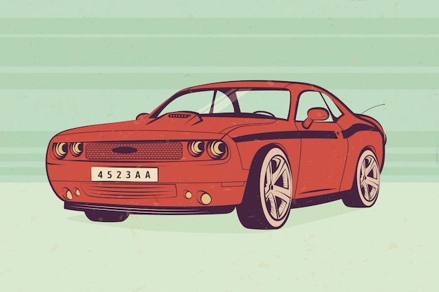 Platte klassieke muscle car illustratie