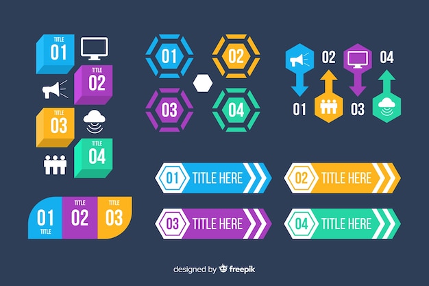 Platte kleurovergang infographic element collectie