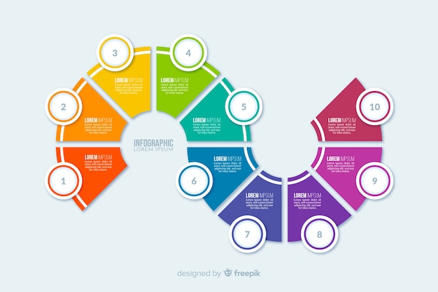 Gratis vector platte kleurrijke infographic stappen