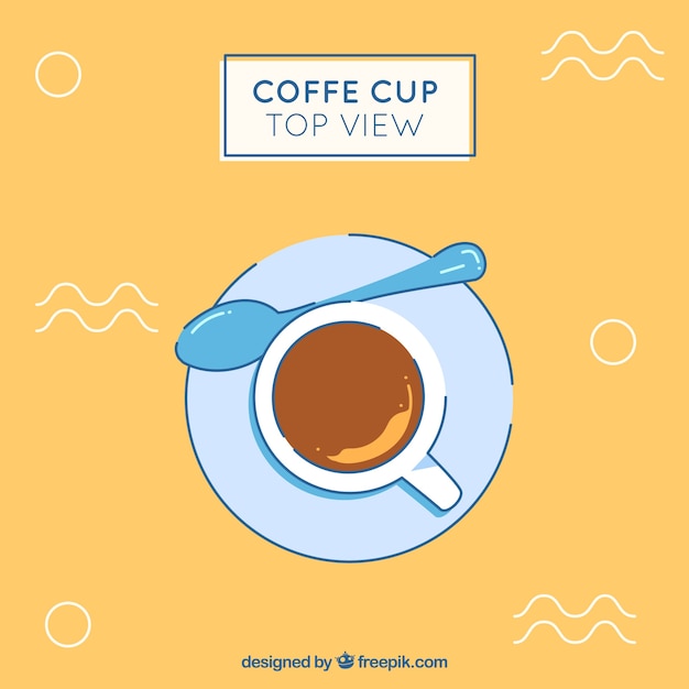 Platte koffiekop met bovenaanzicht