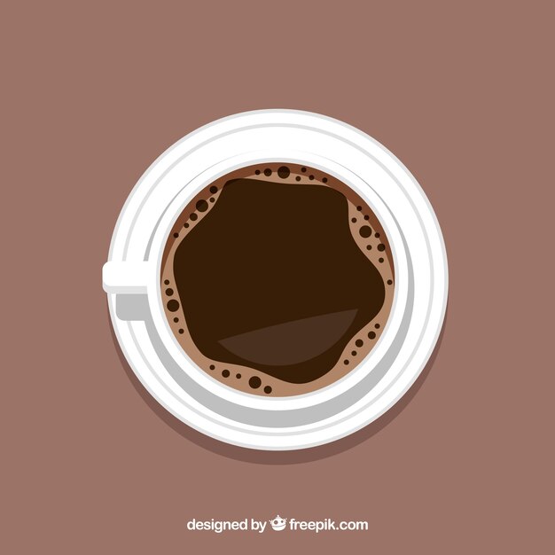 Platte koffiekopje achtergrond met bovenaanzicht