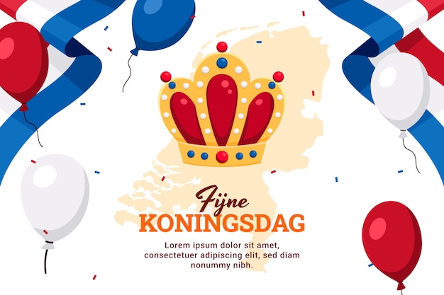 Gratis vector platte koningsdag achtergrond