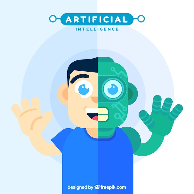 Gratis vector platte kunstmatige intelligentie achtergrond