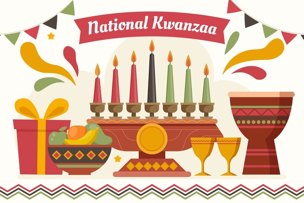 Gratis vector platte kwanzaa-achtergrond