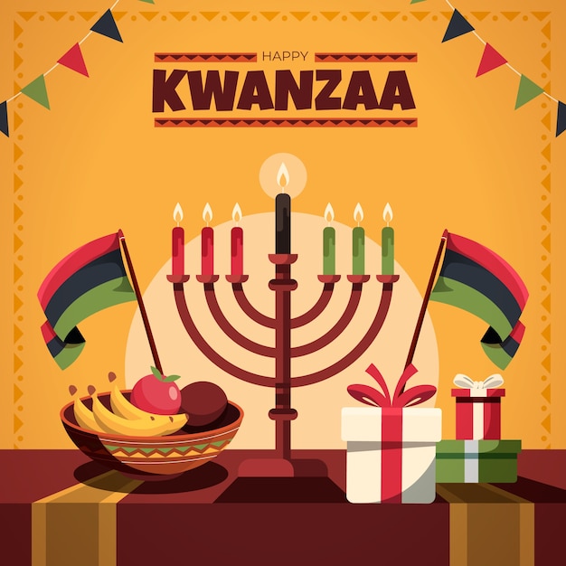 Platte kwanzaa-achtergrond