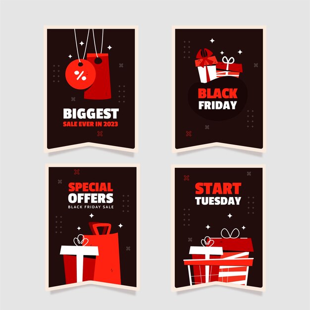 Platte labels-collectie voor Black Friday-uitverkoop