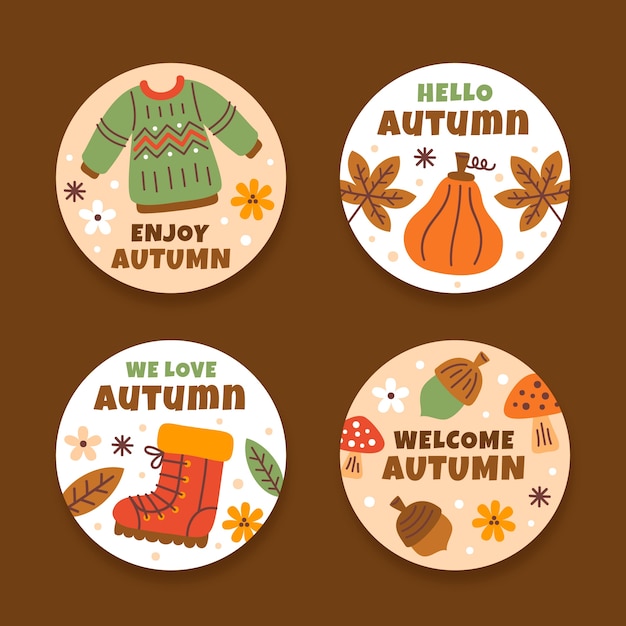 Gratis vector platte labels collectie voor herfstfeest