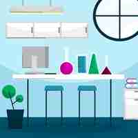 Gratis vector platte laboratorium kamer illustratie