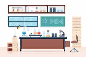 Gratis vector platte laboratorium kamer illustratie