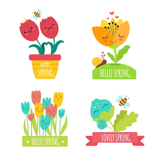 Platte lente badges set