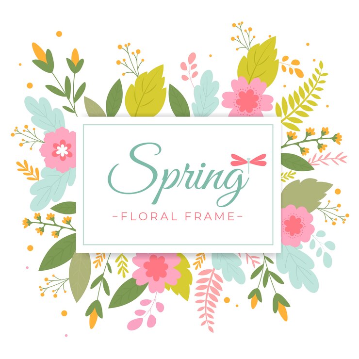 Gratis Vector platte lente bloemen frame