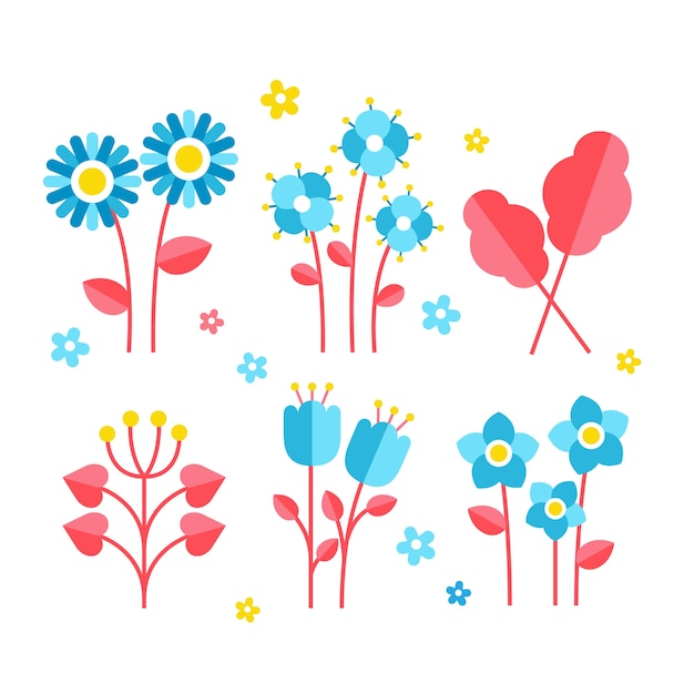 Gratis vector platte lente bloemencollectie