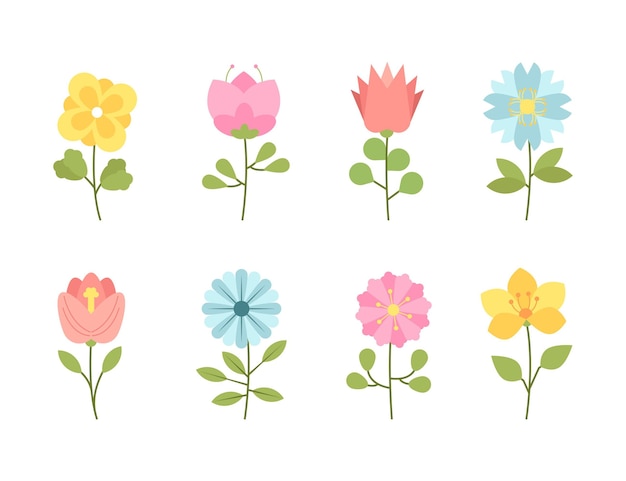 Gratis vector platte lente bloemencollectie