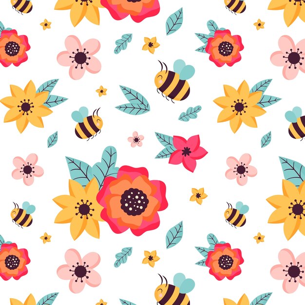 Platte lente bloemmotief ontwerp