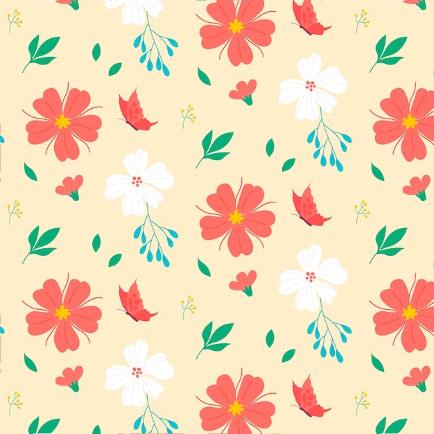 Gratis vector platte lente bloemmotief ontwerp