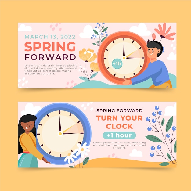 Gratis vector platte lente naar voren horizontale banners set