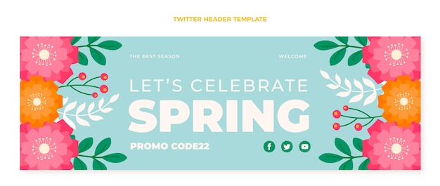 Gratis vector platte lente twitter header