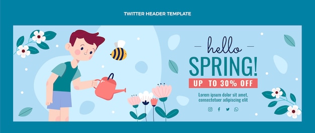 Gratis vector platte lente twitter header