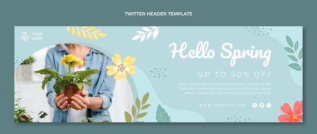 Gratis vector platte lente twitter header