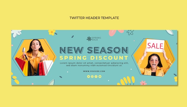 Gratis vector platte lente twitter header