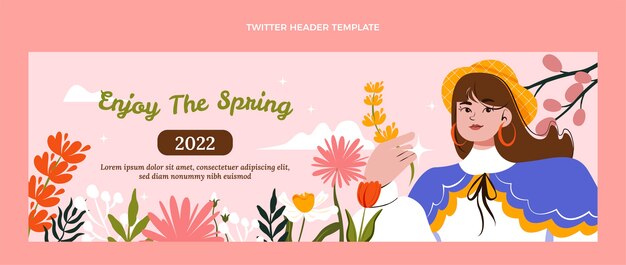 Gratis vector platte lente twitter header