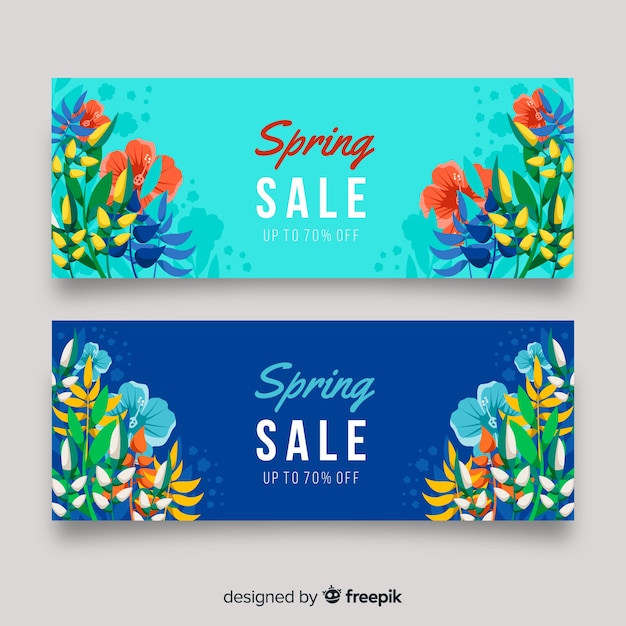 Gratis vector platte lente verkoop banners