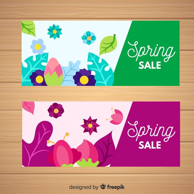 Platte lente verkoop banners