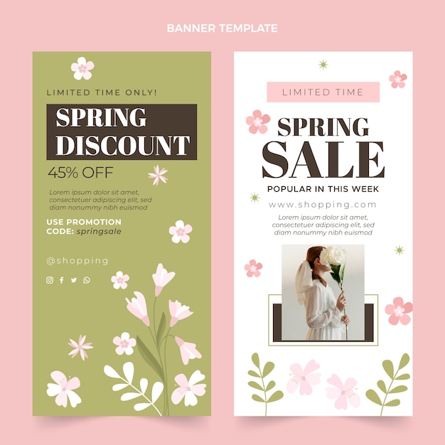 Platte lente verticale banners set