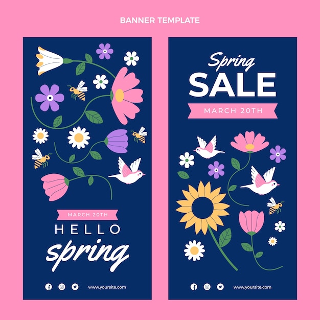 Platte lente verticale banners set