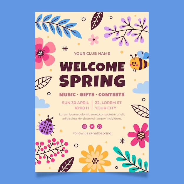 Gratis vector platte lente viering verticale poster sjabloon