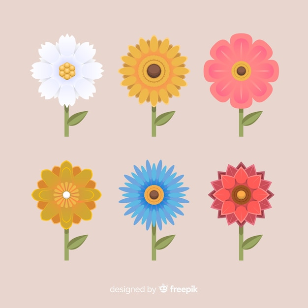 Gratis vector platte lentebloemen pack