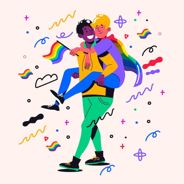 Gratis vector platte lgbt trots maand illustratie