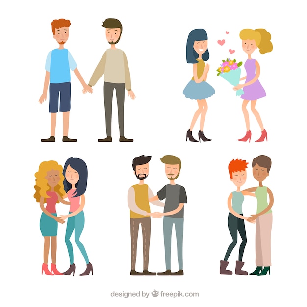 Gratis vector platte lgbt trots paar collectie