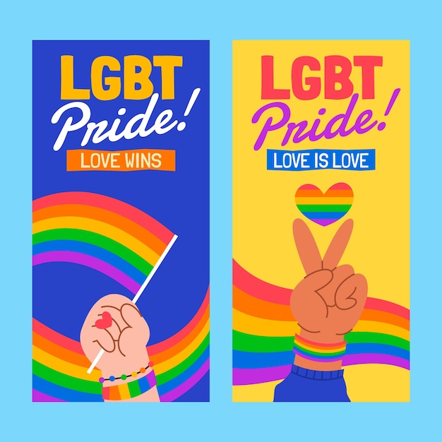 Gratis vector platte lgbt trots verticale banners collectie