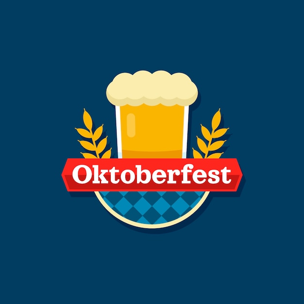 Gratis vector platte logosjabloon voor oktoberfest-viering