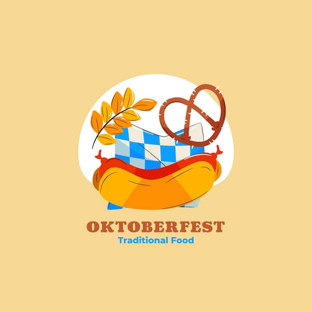 Gratis vector platte logosjabloon voor oktoberfest-viering