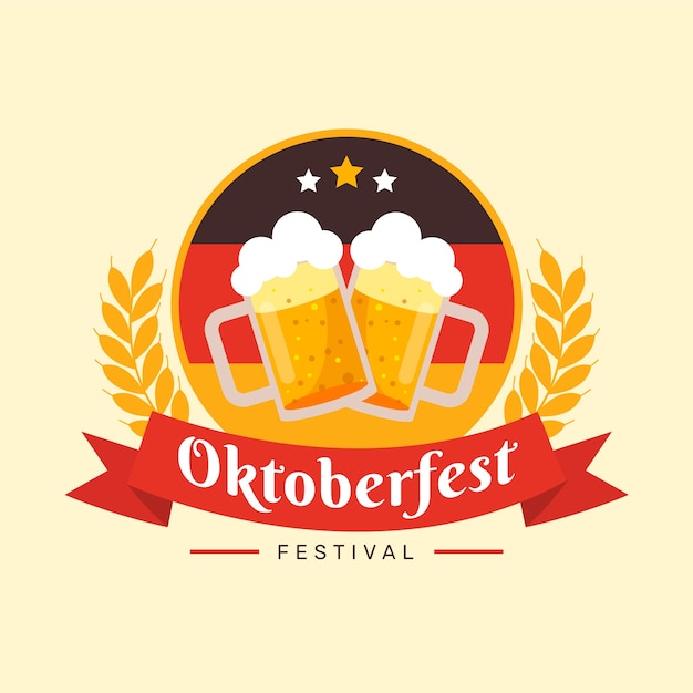 Gratis vector platte logosjabloon voor oktoberfest-viering