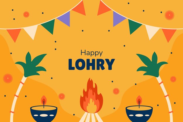 Gratis vector platte lohri festival achtergrond