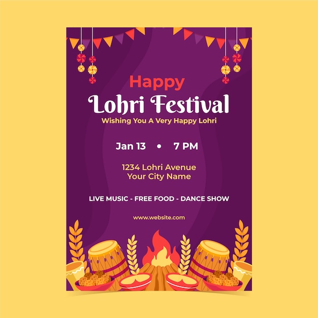 Platte lohri festival verticale postersjabloon