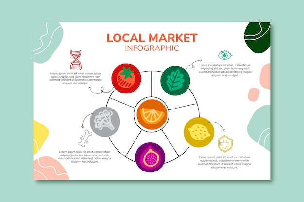 Gratis vector platte lokale markt zakelijke infographic sjabloon