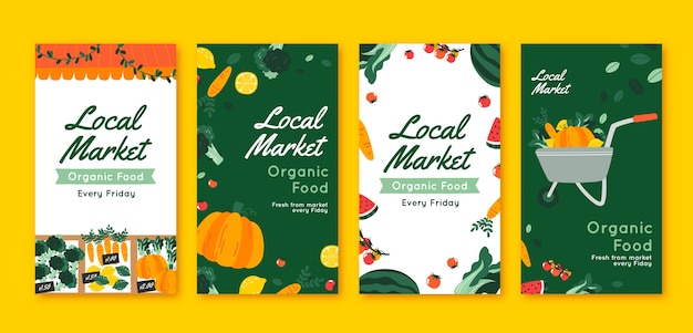 Platte lokale markt zakelijke instagram verhalencollectie