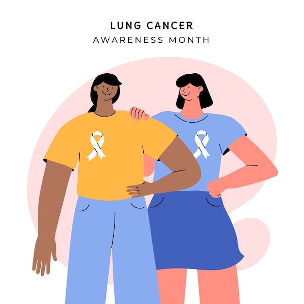 Gratis vector platte longkanker bewustzijn maand illustratie