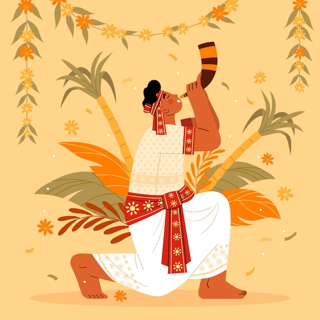 Gratis vector platte magh bihu illustratie